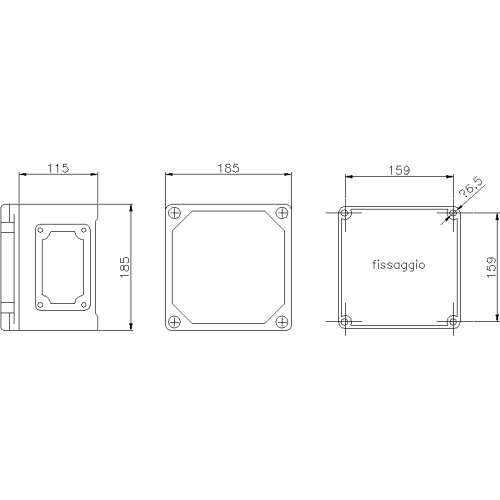 ТАІС КОРОБКА 185X185X115ММ З ВІКНАМИ/ОТВОРАМИ A/A/2XPG21/PG36