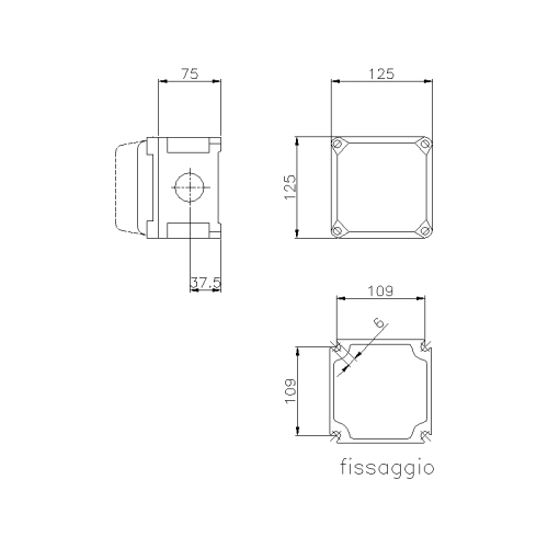 ТАІС КОРОБКА 125X125X125ММ З ОТВОРАМИ -/-/PG36/PG36