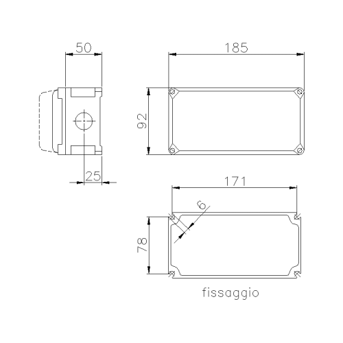 ТАІС КОРОБКА 185X92X100ММ З ОТВОРАМИ PG21/-/2XPG21/-