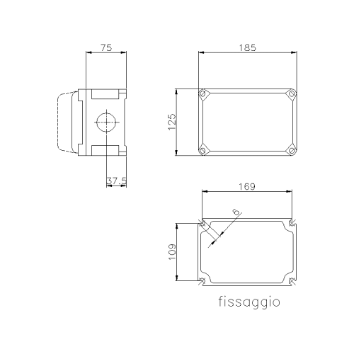 TAIS КОРОБКА 185X125X125ММ З ОТВОРАМИ PG29/PG36/2XPG21/PG36