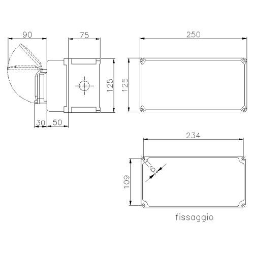 КОРОБКА TAIS 250X125X125ММ З ОТВОРАМИ PG36/-/PG29+PG21/- З ВІКНОМ НА 9 МОДУЛІВ