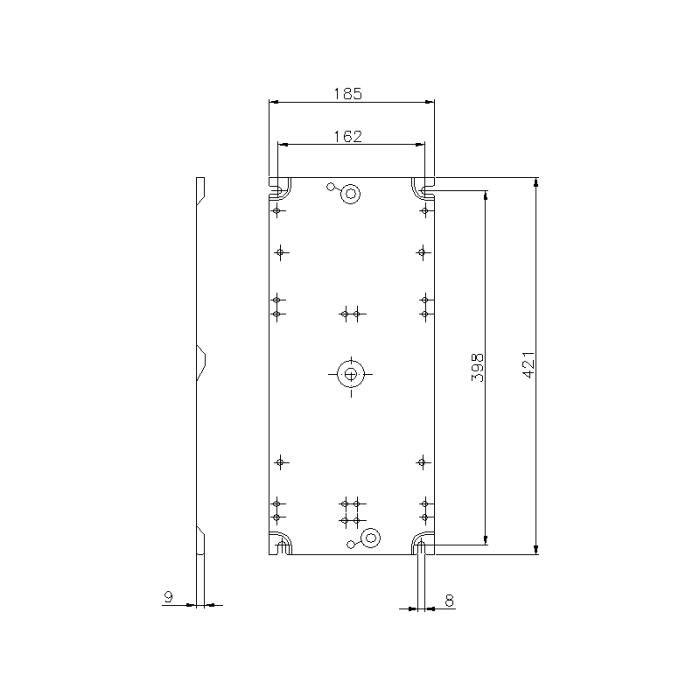 ALUPRES PAINTED STEEL MOUNTING PLATE 185X421