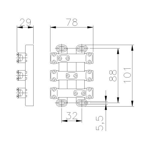 КОНТАКТНІ ПЛОСКІ КЛЕМИ 3X25 ММ²