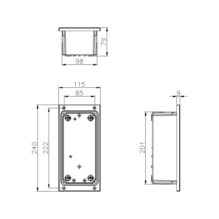 PRIMA FLUSH-MOUNTING AND PANEL MOUNTING BOTTOM BOX FOR PRIMA AND TER