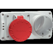 PRIMA SWITCHED SOCKET WITH MECHANICAL INTERLOCK AND FUSE-HOLDER 32A 2P+E 100-130V 50-60HZ 4H IP55