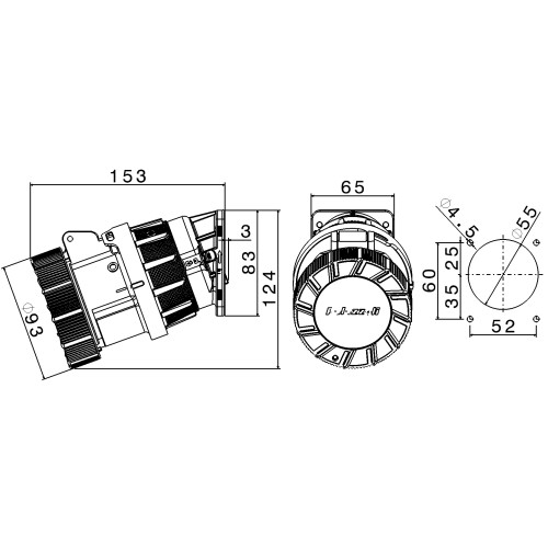 РОТОР 20° КУТОВА РОТОРНА РОЗЕТКА 32A 3P+E 400V 6H IP66/67/69