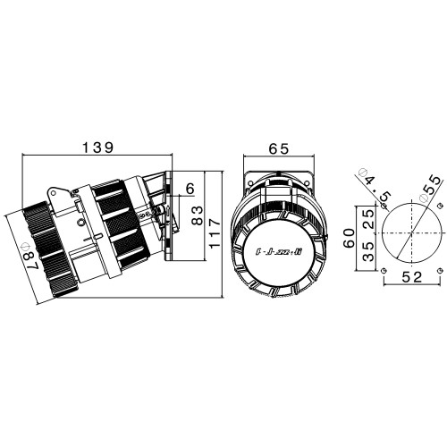 ROTOR 20° ANGLED ROTOSWITCHED SOCKET 16A 3P+N+E 400V 6H IP66/67/69