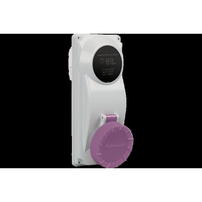 РОЗЕТКА TOPTER ІЗ ЗАХИСНИМ ТРАНСФОРМАТОРОМ 2P 16A 150VA 220/24V IP66/IP67