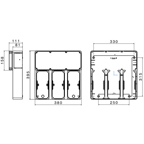 TOPTER DISTRIBUTION BOARD WITH BLIND COVER FOR 3 INTERLOCKED SOCKETS IP66