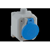 TOPTER WALL MOUNTED SOCKET, 15° ANGLED, 16A 3P+E 380-415V 50-60HZ 6H IP44