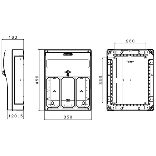 TOPTER DISTRIBUTION BOARD WITH TRANSPARENT WINDOW FOR 4 SOCKETS 16A/32A + 1 SOCKET 63A IP66