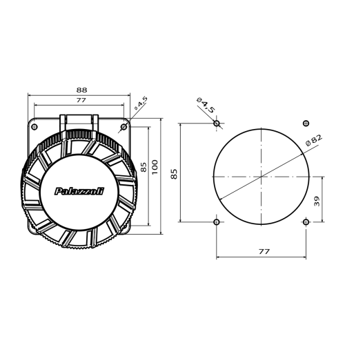 РОЗЕТКА НА ПАНЕЛЬ, КУТОВА, 15°, 32A 3P+E 380-415V 50-60HZ 9H IP66/IP67