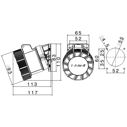 X-CEE 20° КУТОВА РОЗЕТКА 3P+E 32A 400V 3H IP66/67/68/69