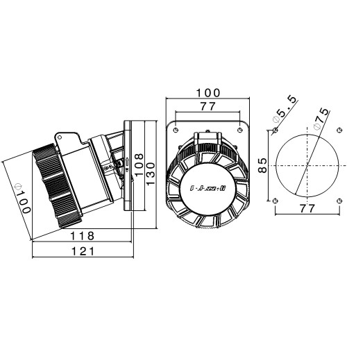 X-CEE 20° КУТОВА РОЗЕТКА 32A 3P+N+E 500V 7H IP66/67/68/69