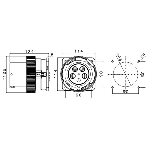 X-CEE STRAIGHT INLET 125A 3P+N+E 400V 6H IP66/67/68/69