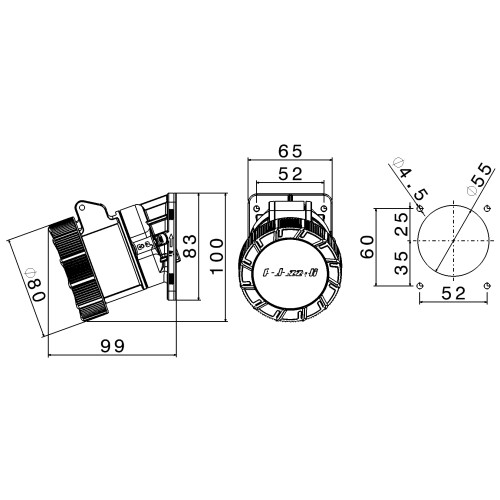 X-CEE 20° КУТОВА РОЗЕТКА 16A 3P+E 230V 9H IP66/67/68/69