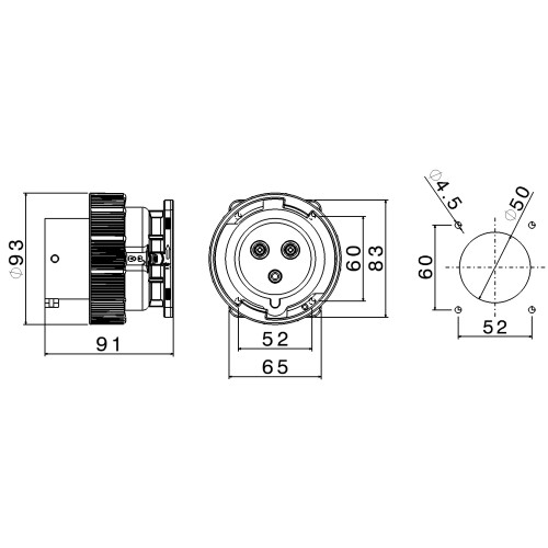 X-CEE ПРЯМИЙ ВВІД 2P+T 32A 100-130V 4H IP66/67/68/69