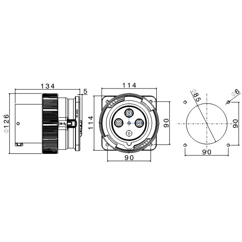 X-CEE ПРЯМИЙ ВВІД 125A 3P+E 400V 6H IP66/67/68/69