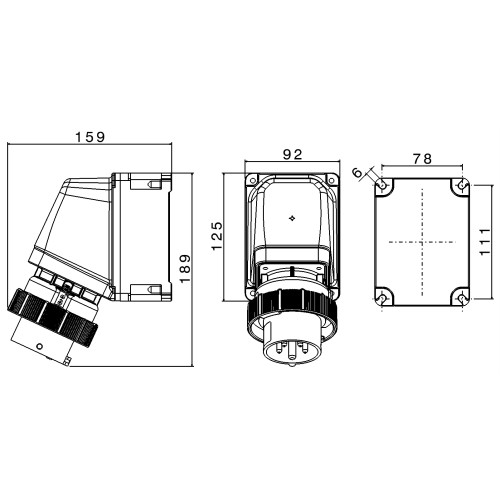 X-CEE 65° КУТОВИЙ НАСТІННИЙ ВВІД 16A 3P+N+E 400V 6H IP66/67/68/69