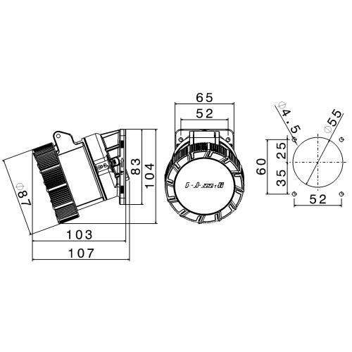 X-CEE 20° КУТОВА РОЗЕТКА 16A 3P+N+E 230V 9H IP66/67/68/69
