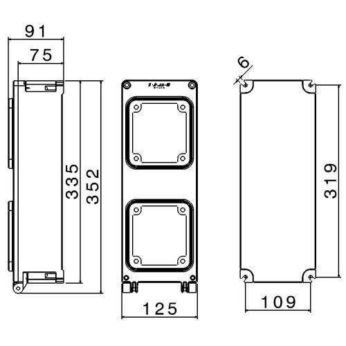 НАСТІННА КОРОБКА TAIS - 2 ГРУПИ 63A 100X108 IP66/67/68/69