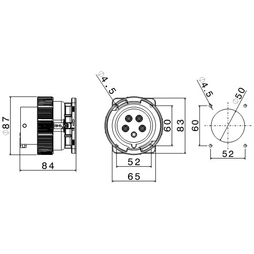 X-CEE STRAIGHT INLET 16A 3P+N+E 400V 6H IP66/67/68/69