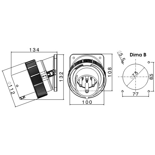 X-CEE 20° ANGLED INLET 63A 3P+N+E 400V 6H IP66/67/68/69