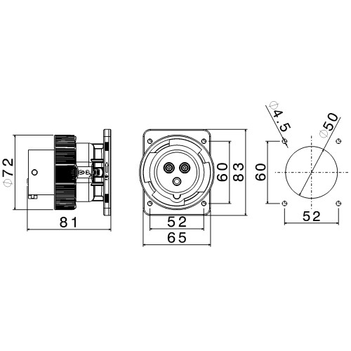 X-CEE ПРЯМИЙ ВВІД 2P+T 16A 100-130V 4H IP66/67/68/69