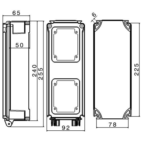 TAIS WALL MOUNTED BOX - 2 GANGS 16A-32A 65x83 IP66/67/68/69