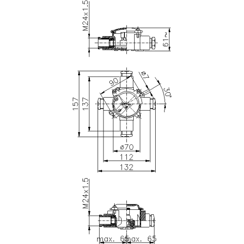 РОЗПОДІЛЬНА КОРОБКА З ЛАТУНІ UNAV 1398 З КЛЕМНОЮ КОЛОДКОЮ 4X6 ММ² - КАБЕЛЬНИЙ ВВІД 24X14