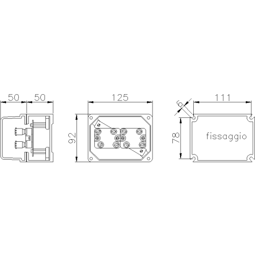 НЕФ ТЕРМОРЕАКТИВНА РОЗПОДІЛЬНА КОРОБКА 125X92X100 З КЛЕМАМИ 2X4X6 ММ² ГЛУХІ СТІНИ